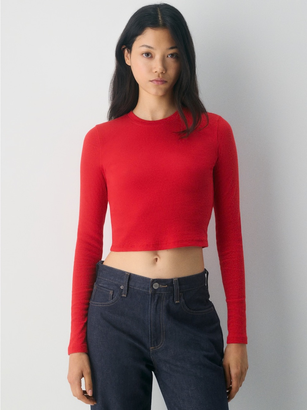 NWT Aritzia HomeStretch Rib Crew Waist Longsleeve Flashing Red Size Medium